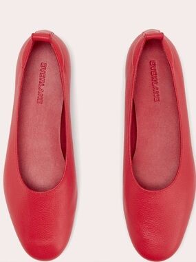 Everlane Day Glove Women’s Red Ballet Flats - Classic Leather Slip-Ons